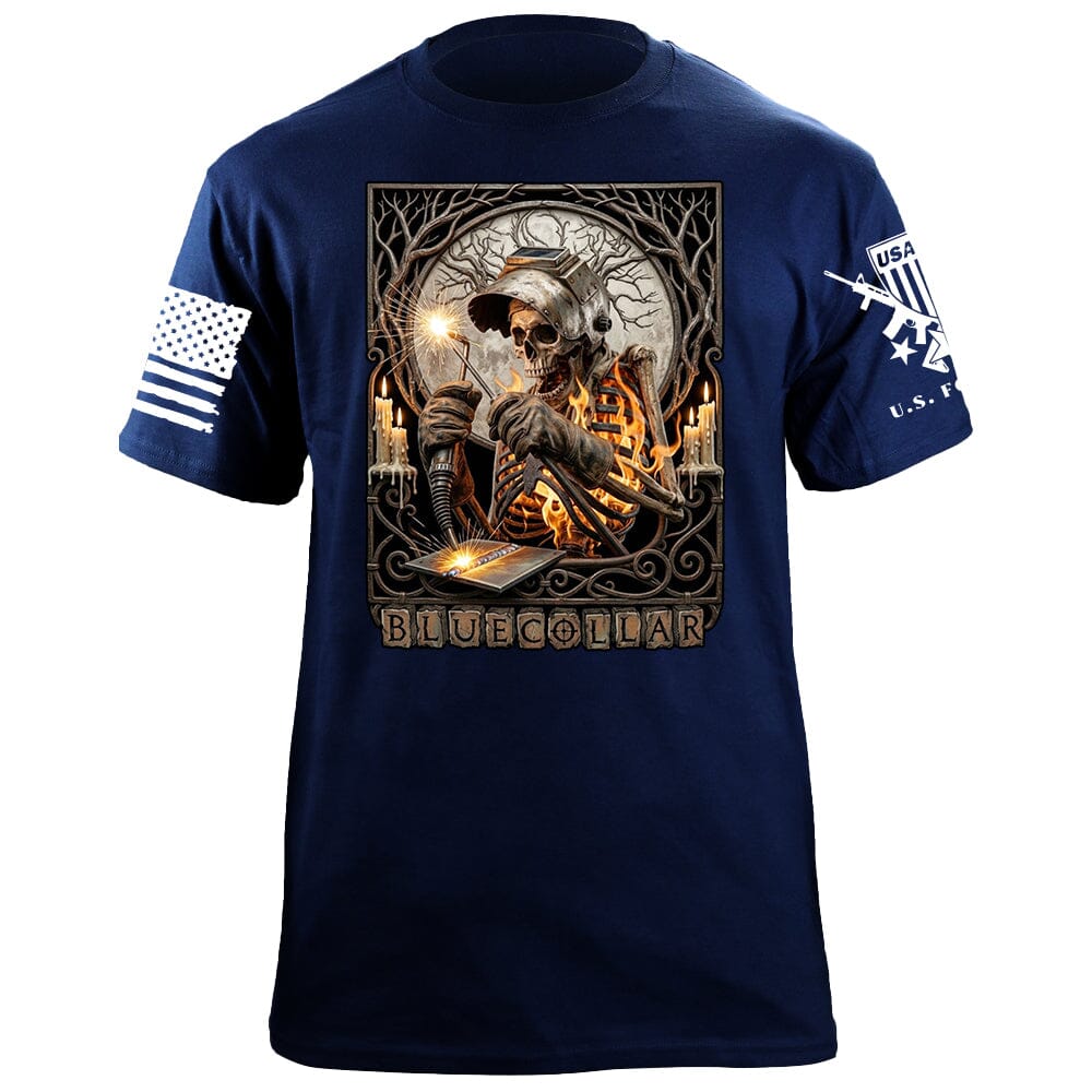 Blue Collar Flowers T-Shirt Shirts 88107-S-NAVY