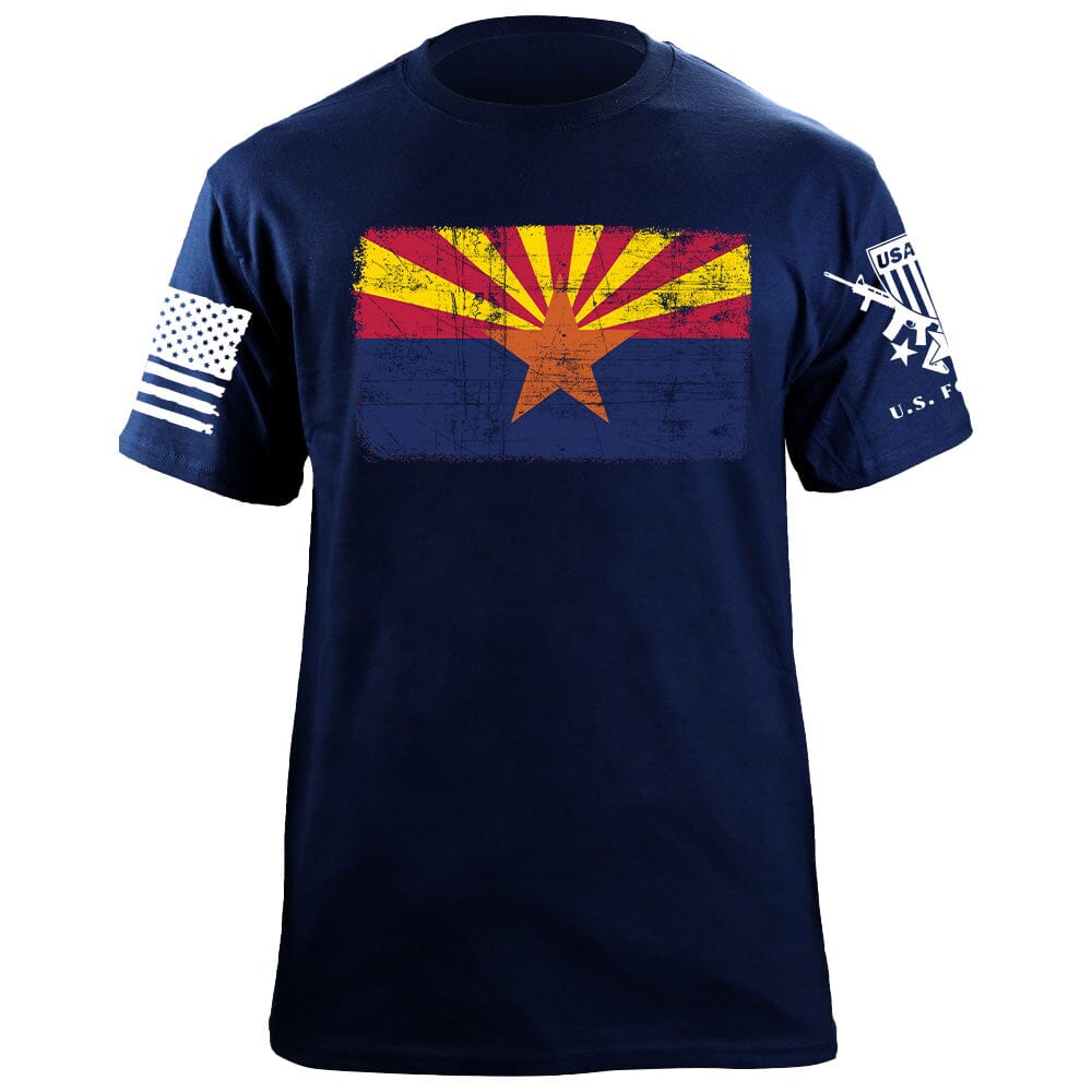 Distressed Arizona Flag T-Shirt Shirts 87080-S-NAVY