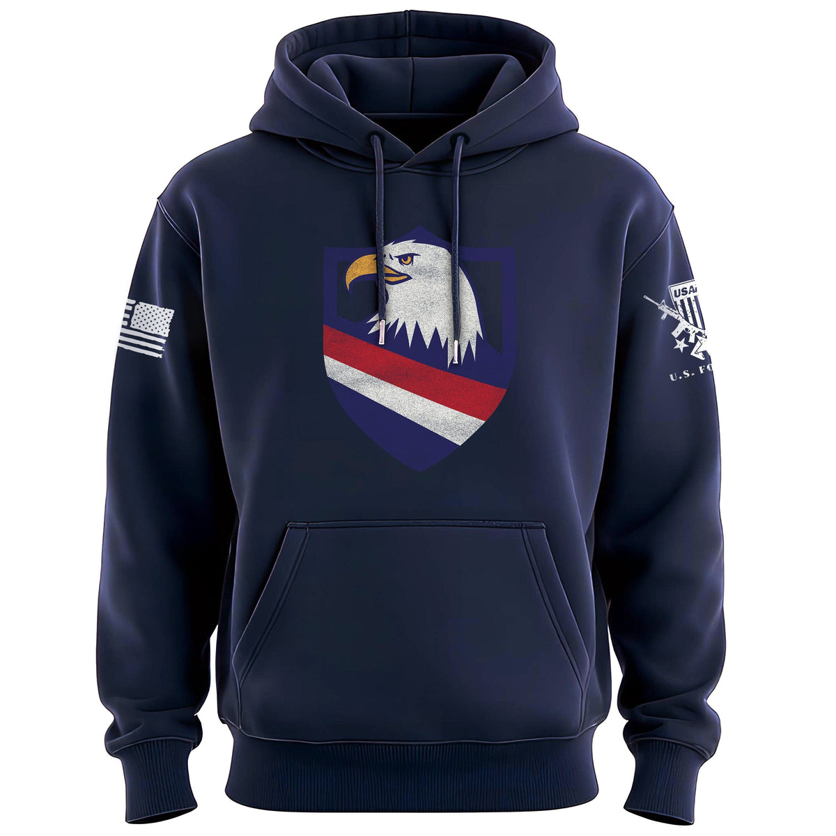 Eagle Head Shield Bottom Stripes Hoodie Hoodies