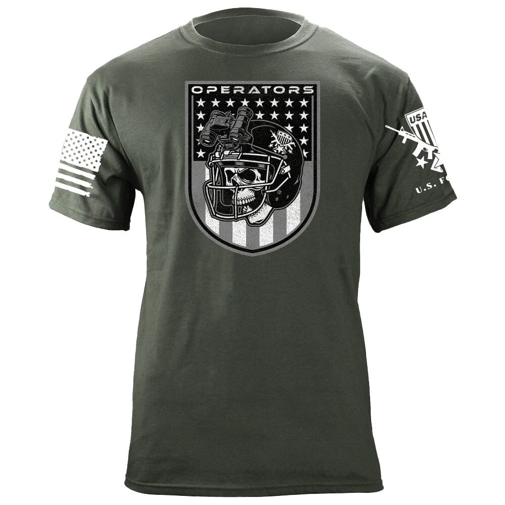 Footballs Operators Shield Drab Colors T-Shirt Shirts 87022-S-MG
