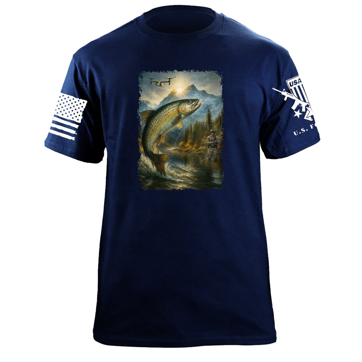 Fly Fishing T-Shirt Shirts 87381-S-NAVY