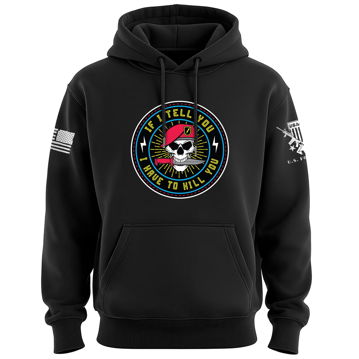 If I Tell You...80's Graphic Hoodie Hoodies 100128-S-BK