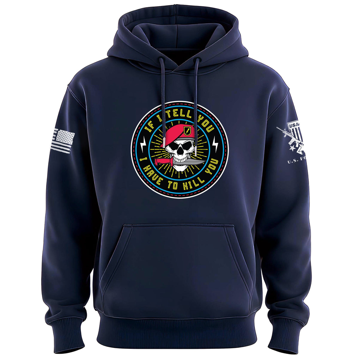 If I Tell You...80's Graphic Hoodie Hoodies 100128-S-NAVY