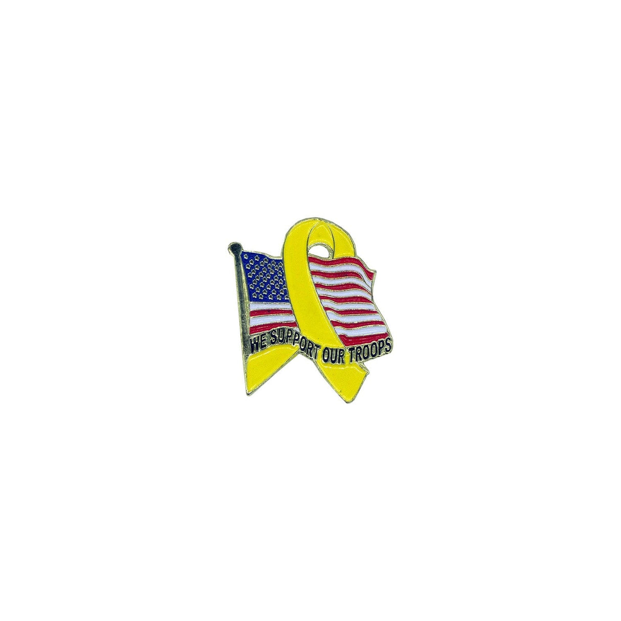 US Flag and Support Our Troops Ribbon Lapel Pin Pins