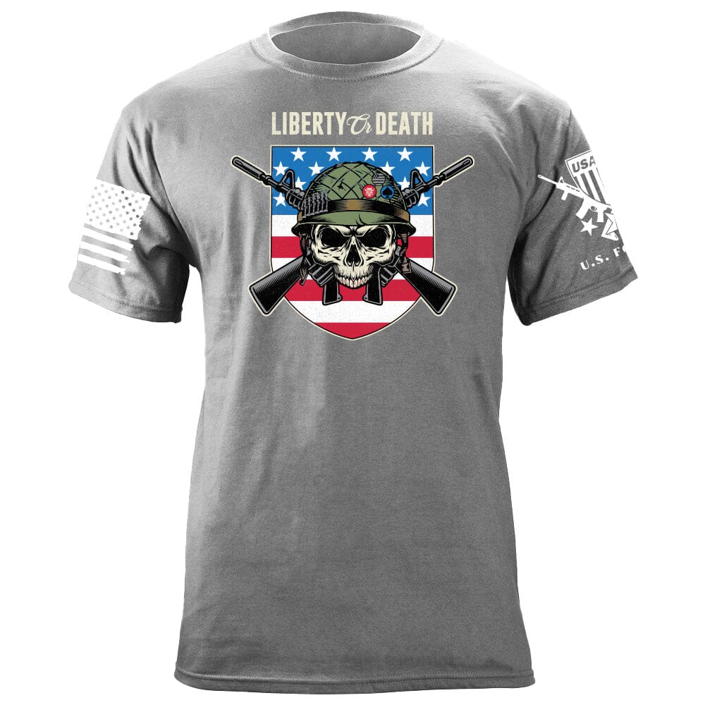 Liberty or Death USA Skull Shield T-Shirt Shirts 87029-S-HG