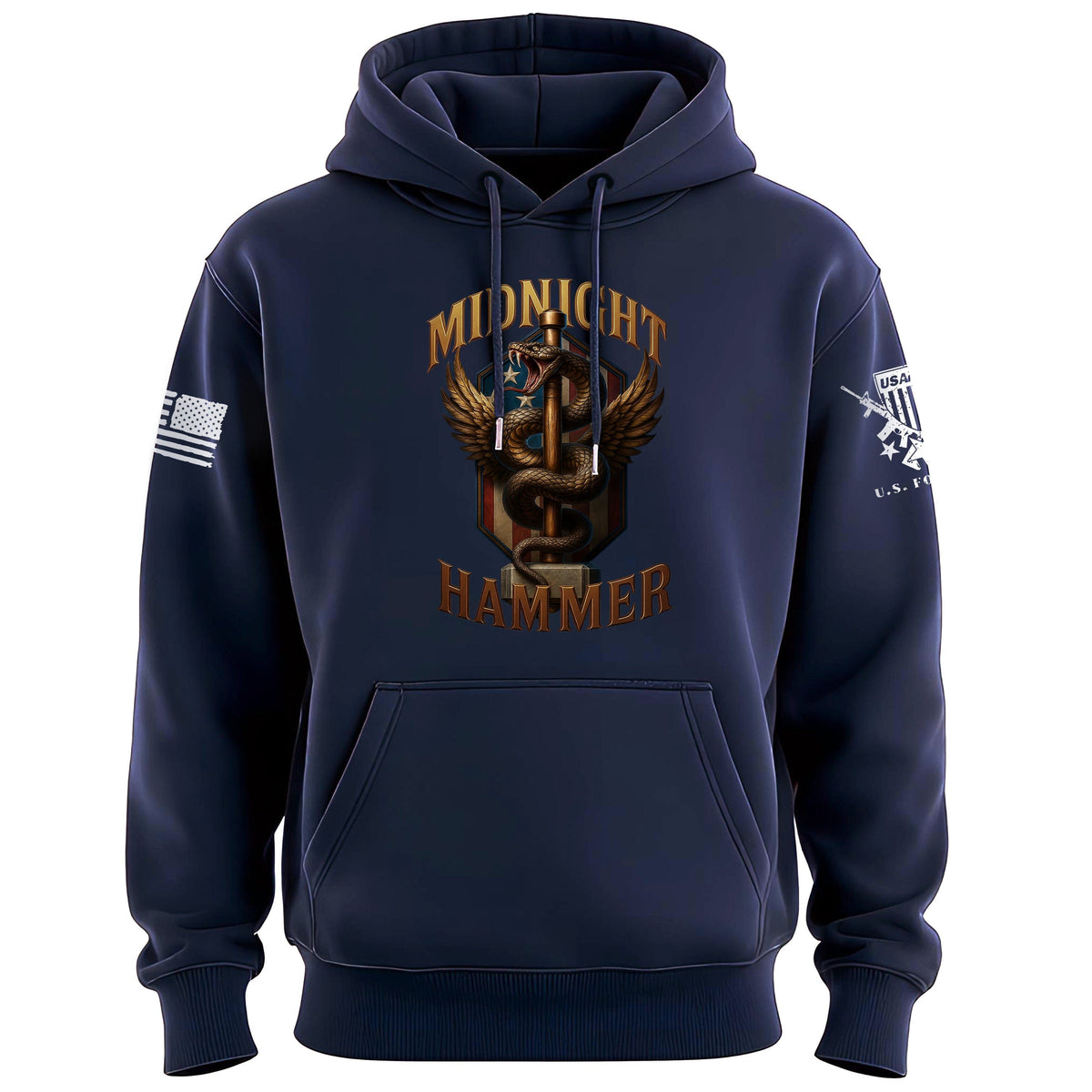 Midnight Hammer Snake - American Flag Hoodie Hoodies 100159-S-NAVY
