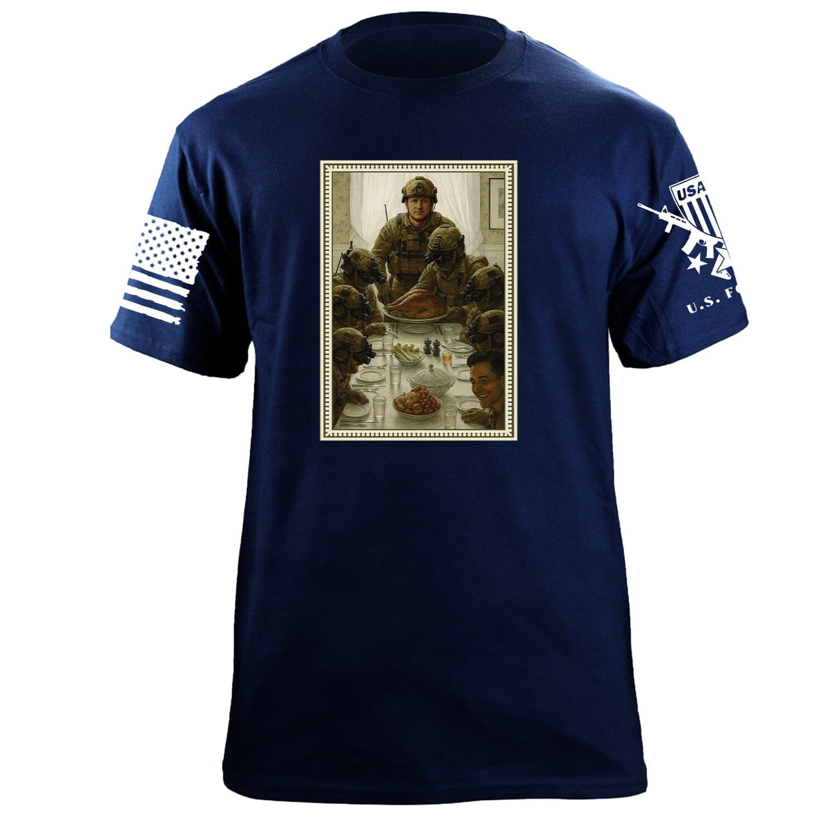 Norman Rockwell Thanksgiving T-Shirt Shirts 87292-S-NAVY