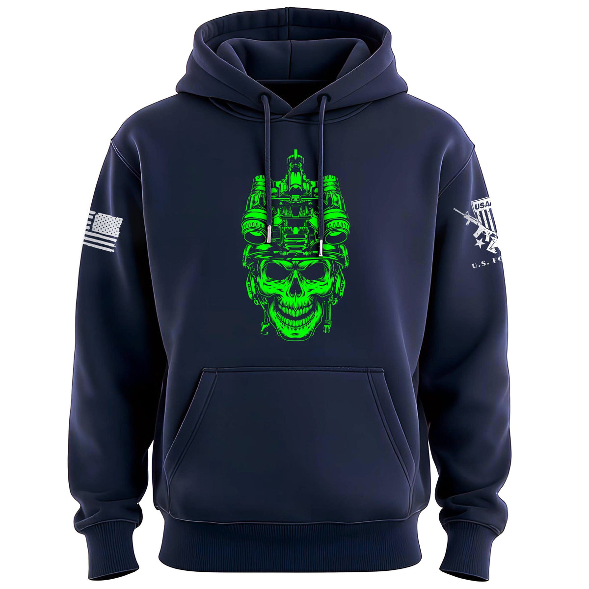 Operator Skull Neon Hoodie Hoodies 100190-S-NAVY