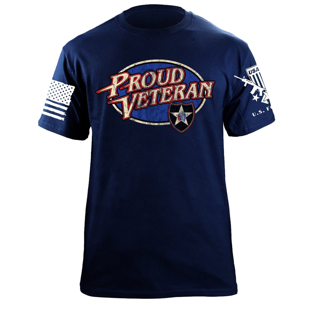 Proud Vet 2nd infantry T-Shirt Shirts 87188-S-NAVY