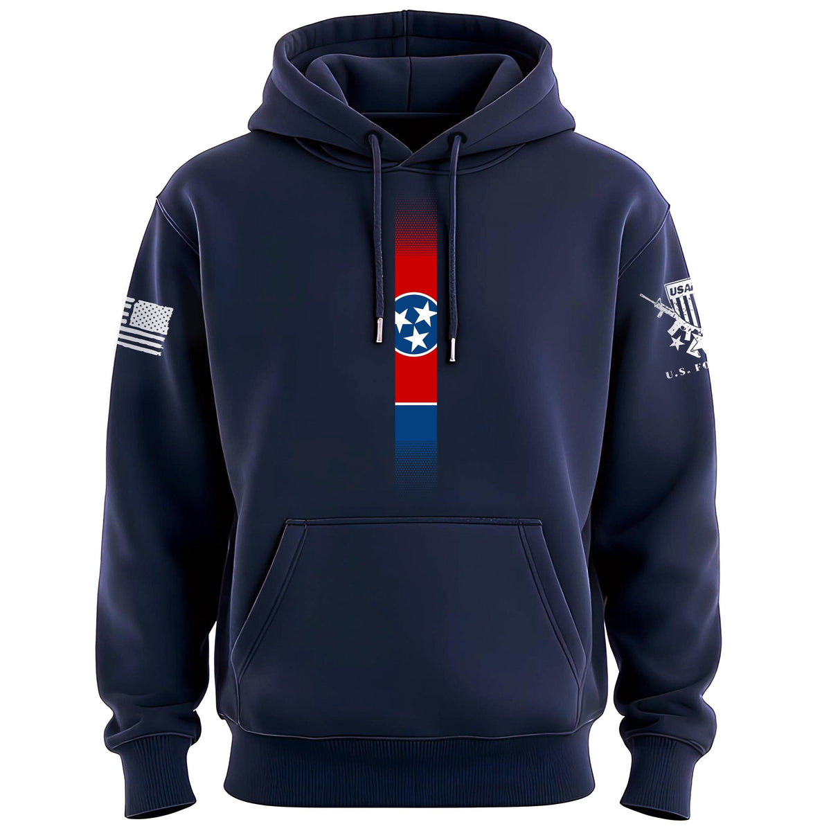 Skinny Tennessee Flag Vertical Hoodie Hoodies 100248-S-NAVY