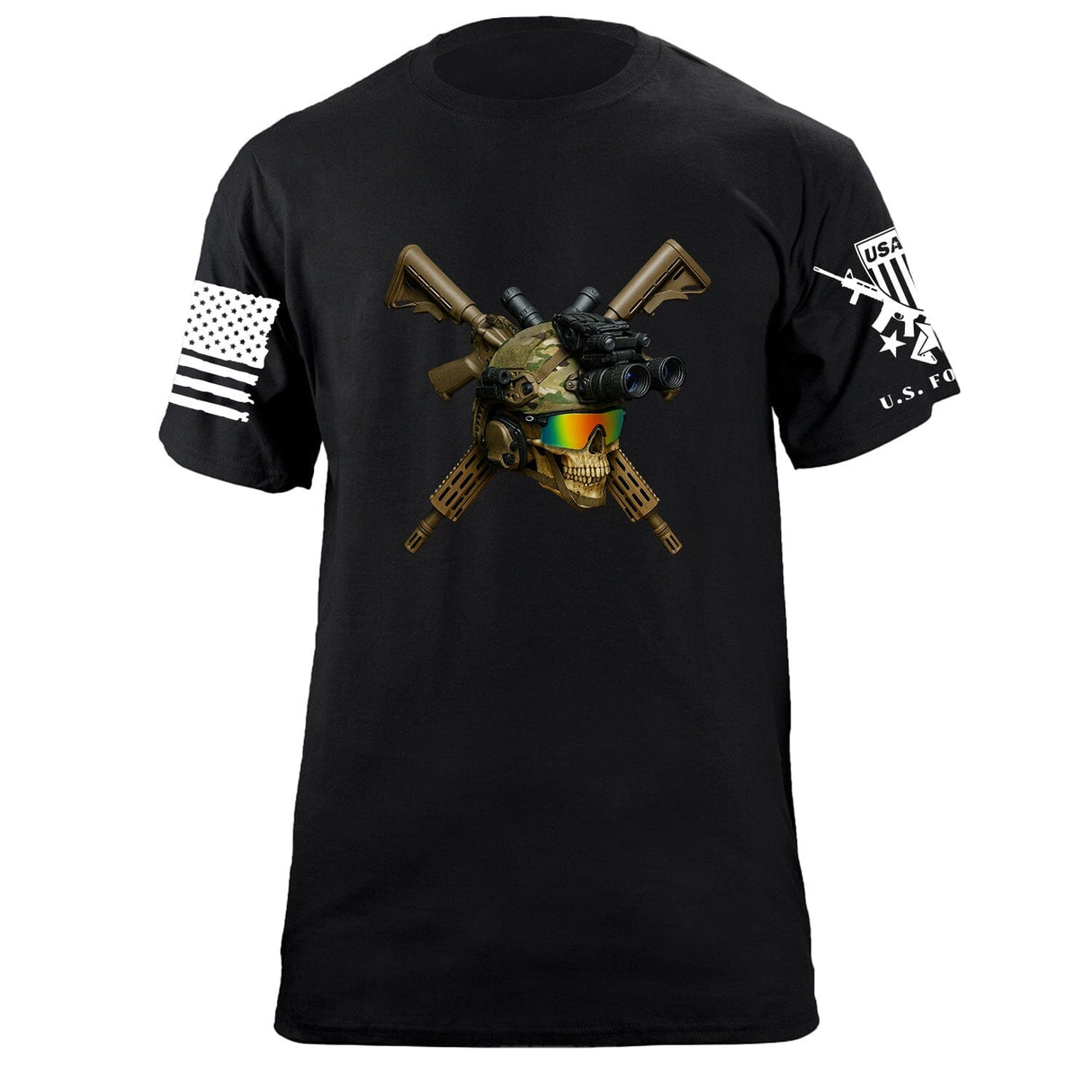 Skull Crossed Guns T-Shirt Shirts 87406-S-BK