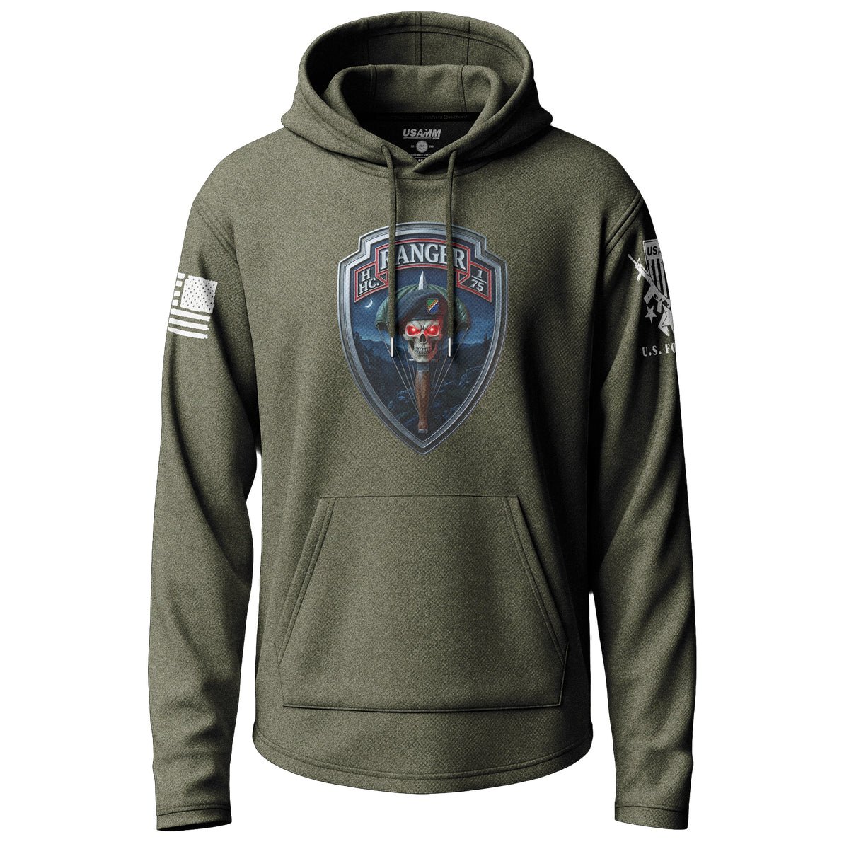 Airborne Ranger Skull Graphic Lightweight Hoodie