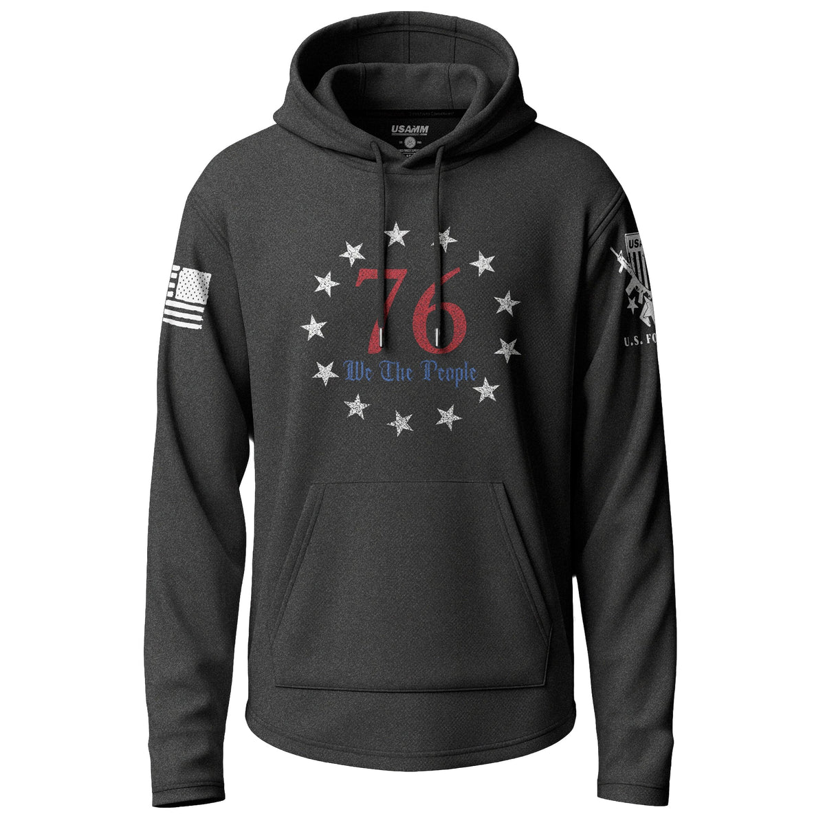1776 We The People Betsy Ross Graphic Lightweight Hoodie Lightweight Hoodie 90012-S-BK-THIN