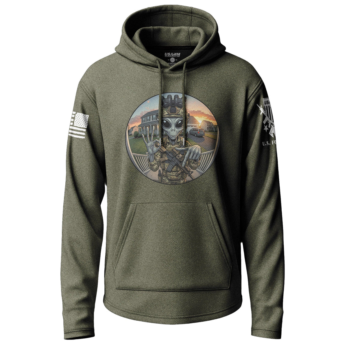 Tactical Alien Operator Graphic Lightweight Hoodie Lightweight Hoodie 90028-S-MG-THIN