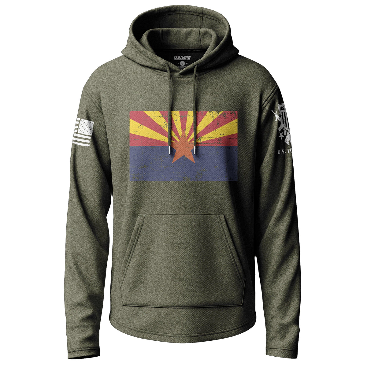 Arizona Distressed State Flag Graphic Lightweight Hoodie Lightweight Hoodie 90108-S-MG-THIN