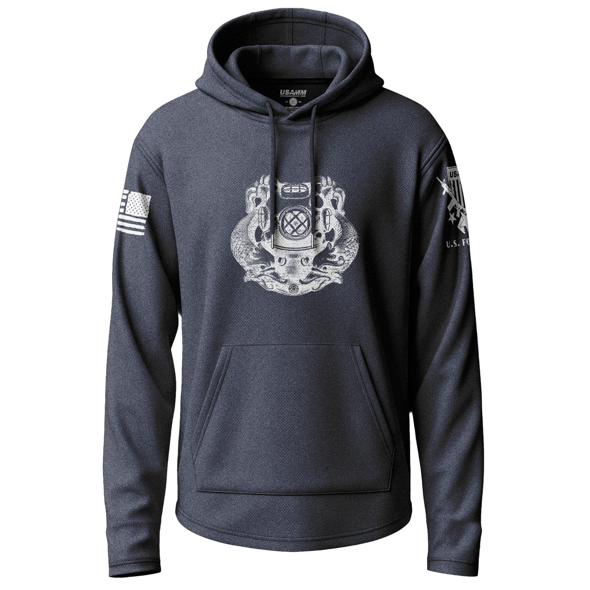 Army Diver First Class Distressed Graphic Lightweight Hoodie Lightweight Hoodie 90128-S-NAVY-THIN