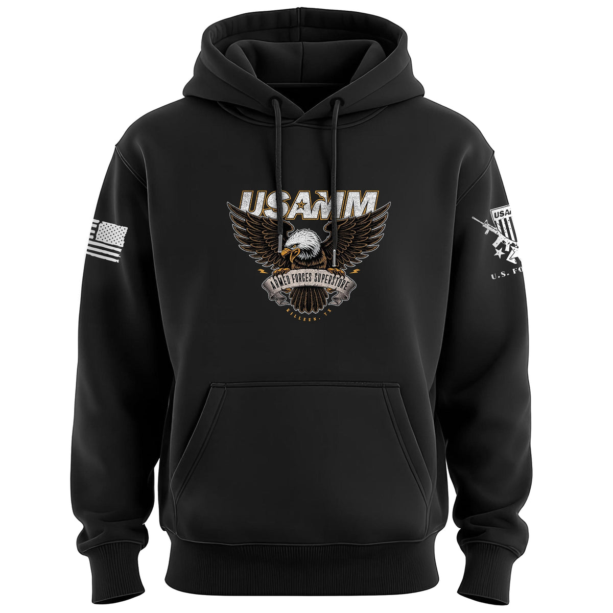 USAMM Eagle Biker Style Hoodie Hoodies 100377-S-BK