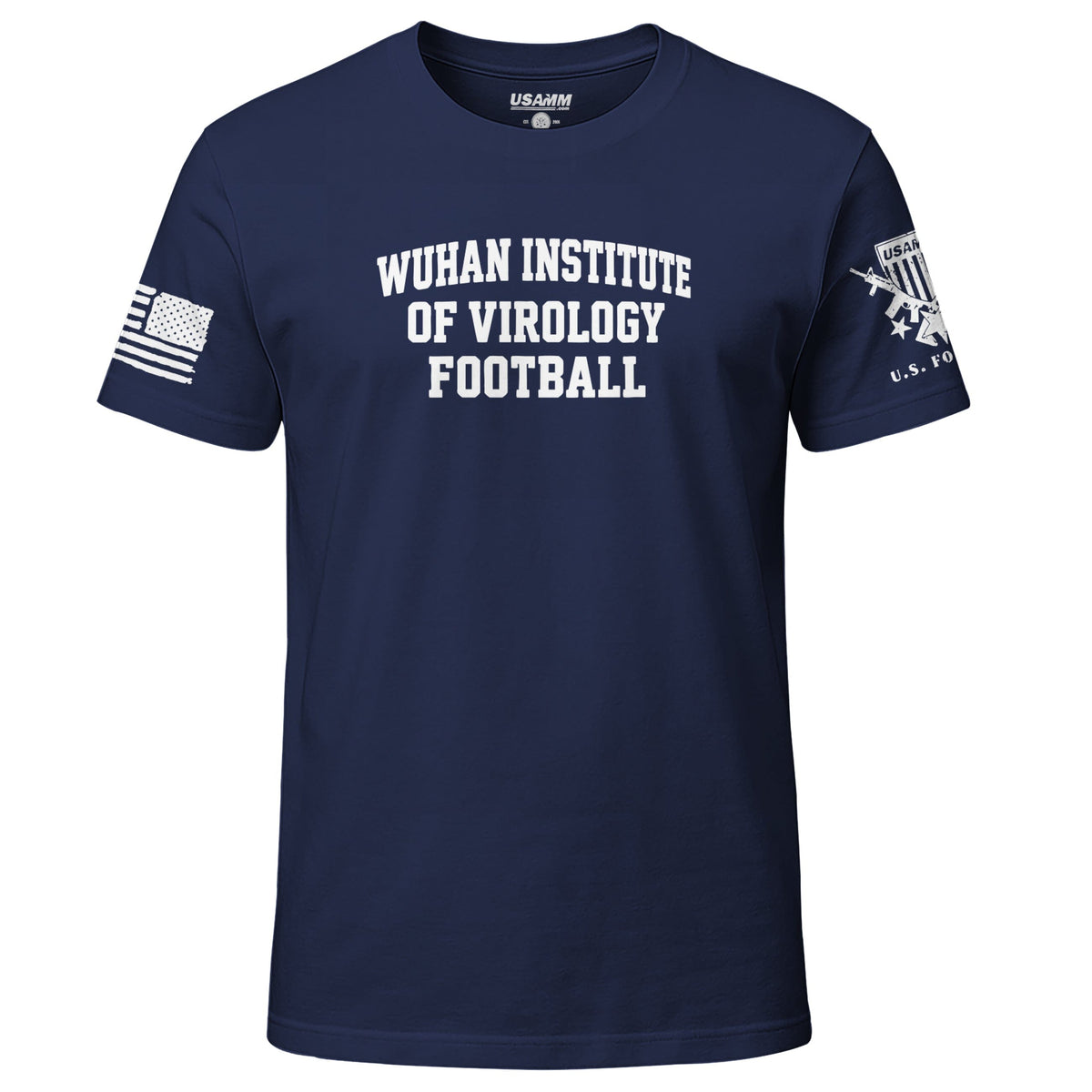 Wuhan Institute of Virology Football Graphic T-Shirt Shirts 88237-S-NAVY