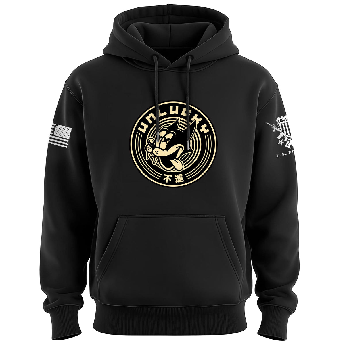 Unlucky Cat Two Colors Hoodie Hoodies 100367-S-BK