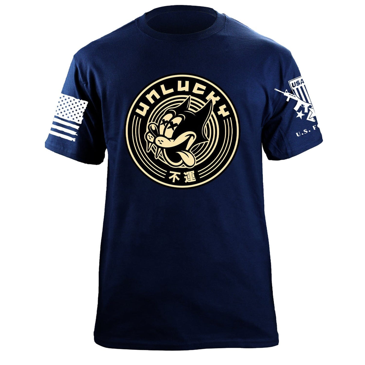 Unlucky Cat Two Colors T-Shirt Shirts 87228-S-NAVY