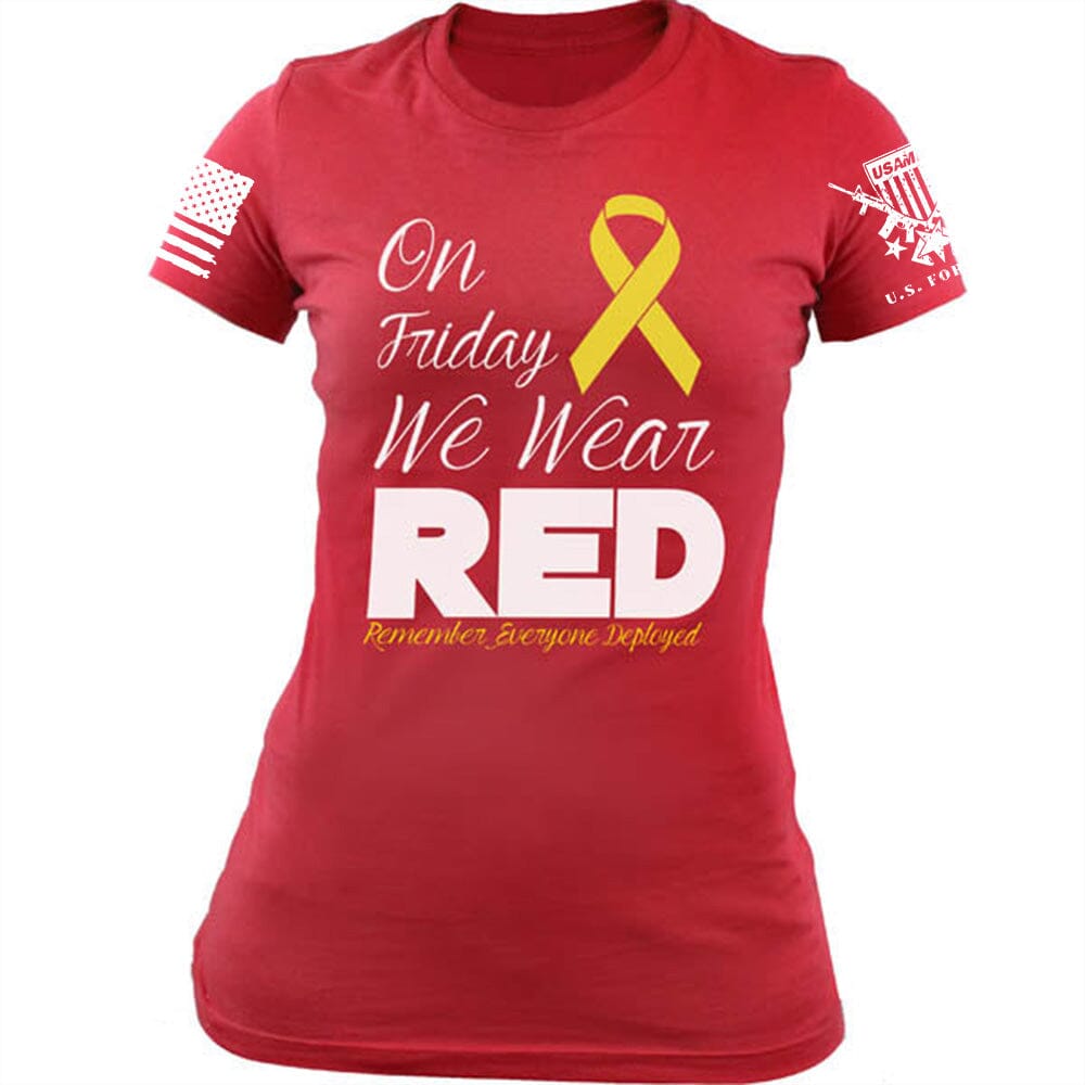 Women's RED Friday Yellow Ribbon T-Shirt Shirts 13.581