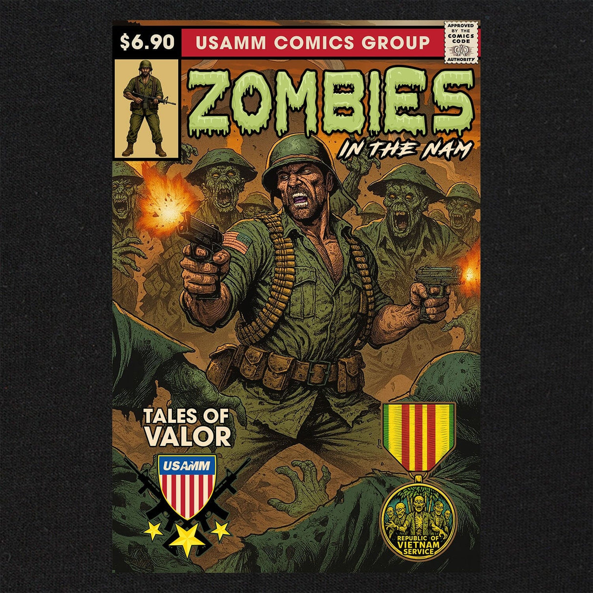 Vintage Zombies in the Nam Comic T-Shirt Shirts
