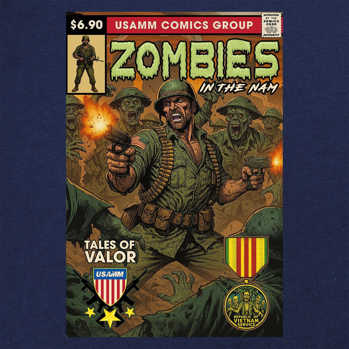 Vintage Zombies in the Nam Comic T-Shirt Shirts