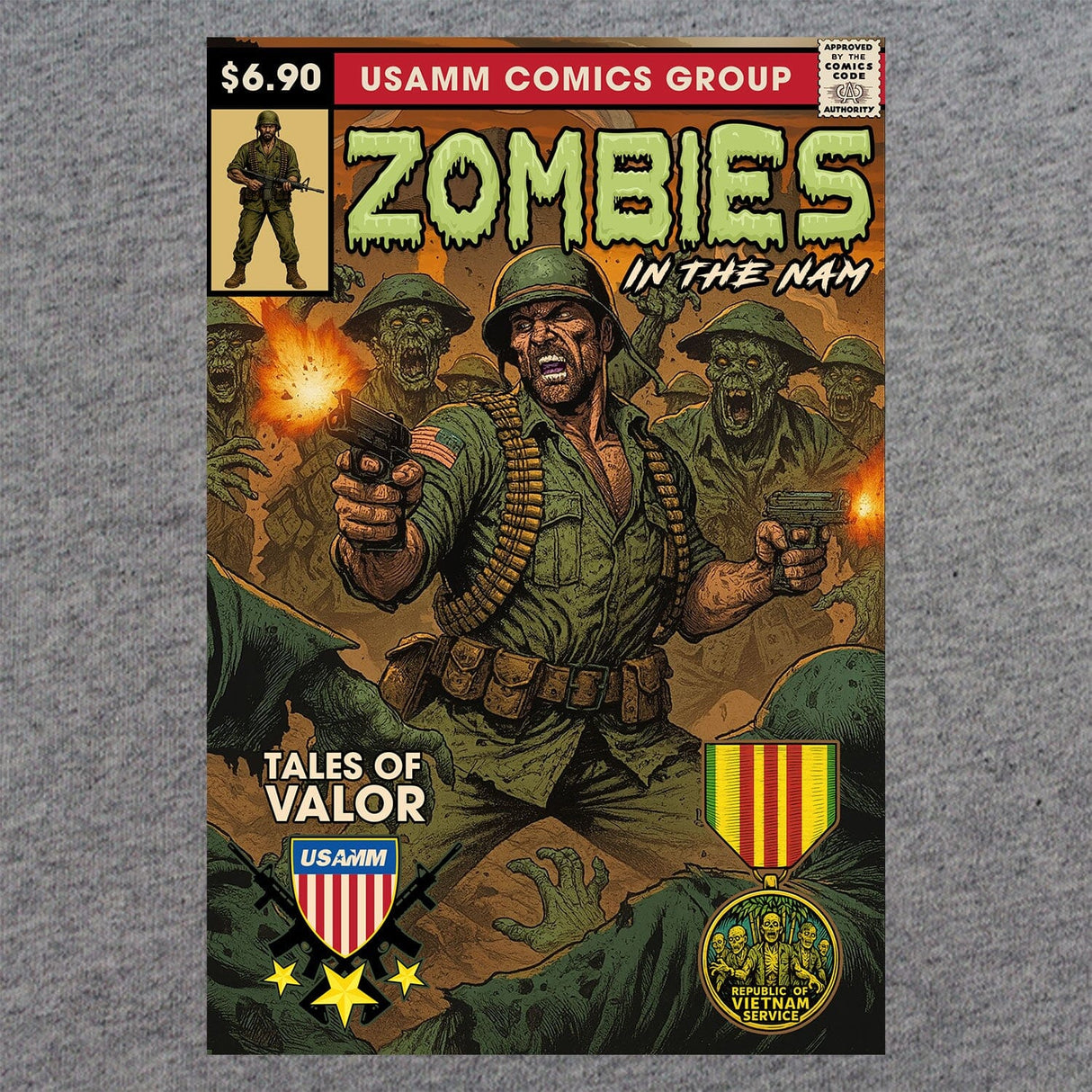 Vintage Zombies in the Nam Comic T-Shirt Shirts