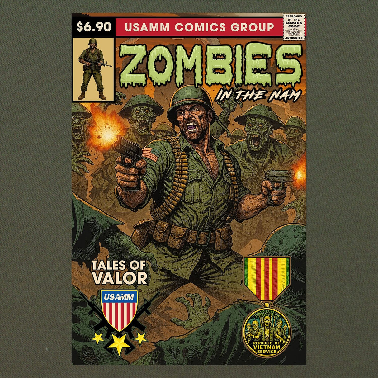 Vintage Zombies in the Nam Comic T-Shirt Shirts