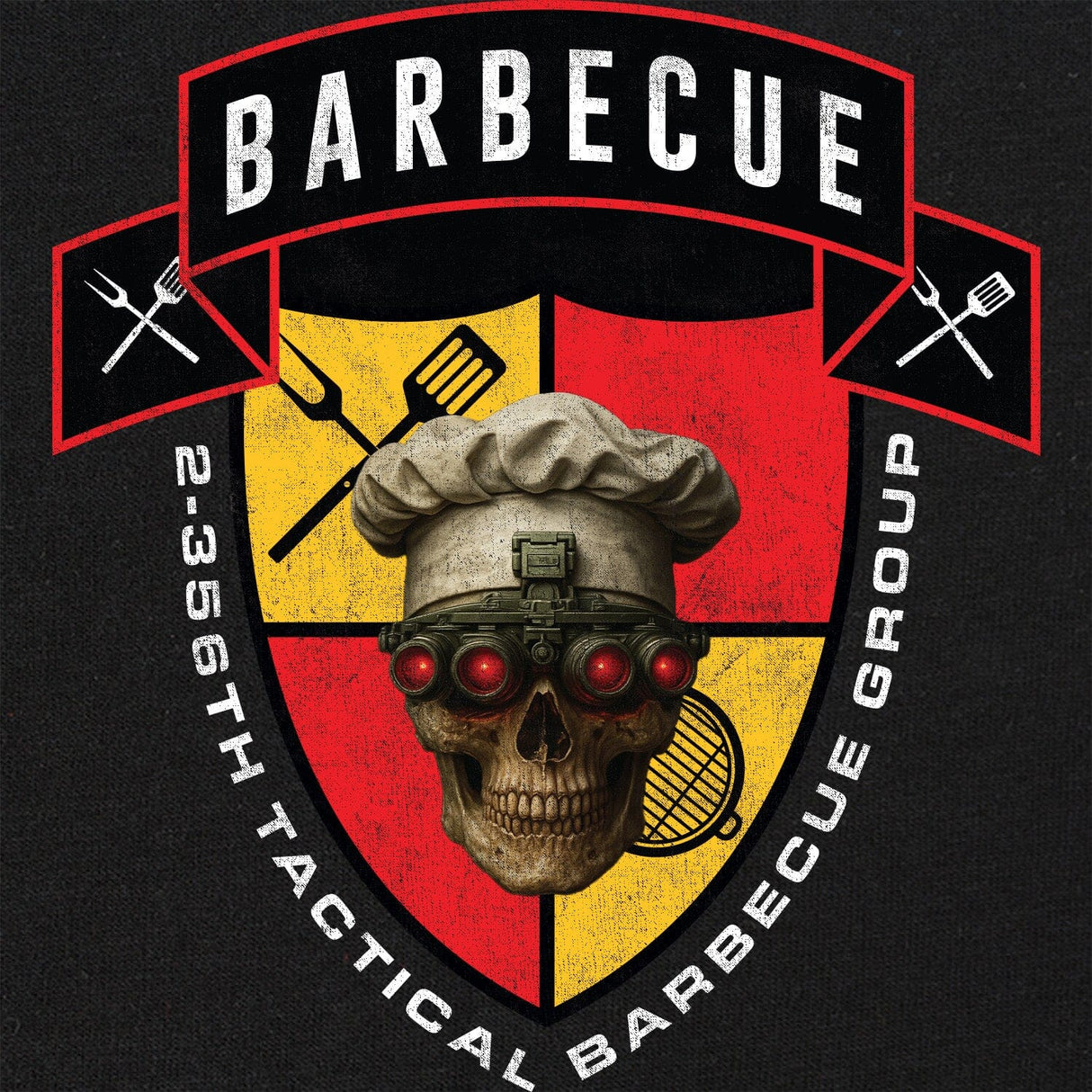 2-356th Tactical Barbecue Group T-Shirt - Red & Yellow Shirts