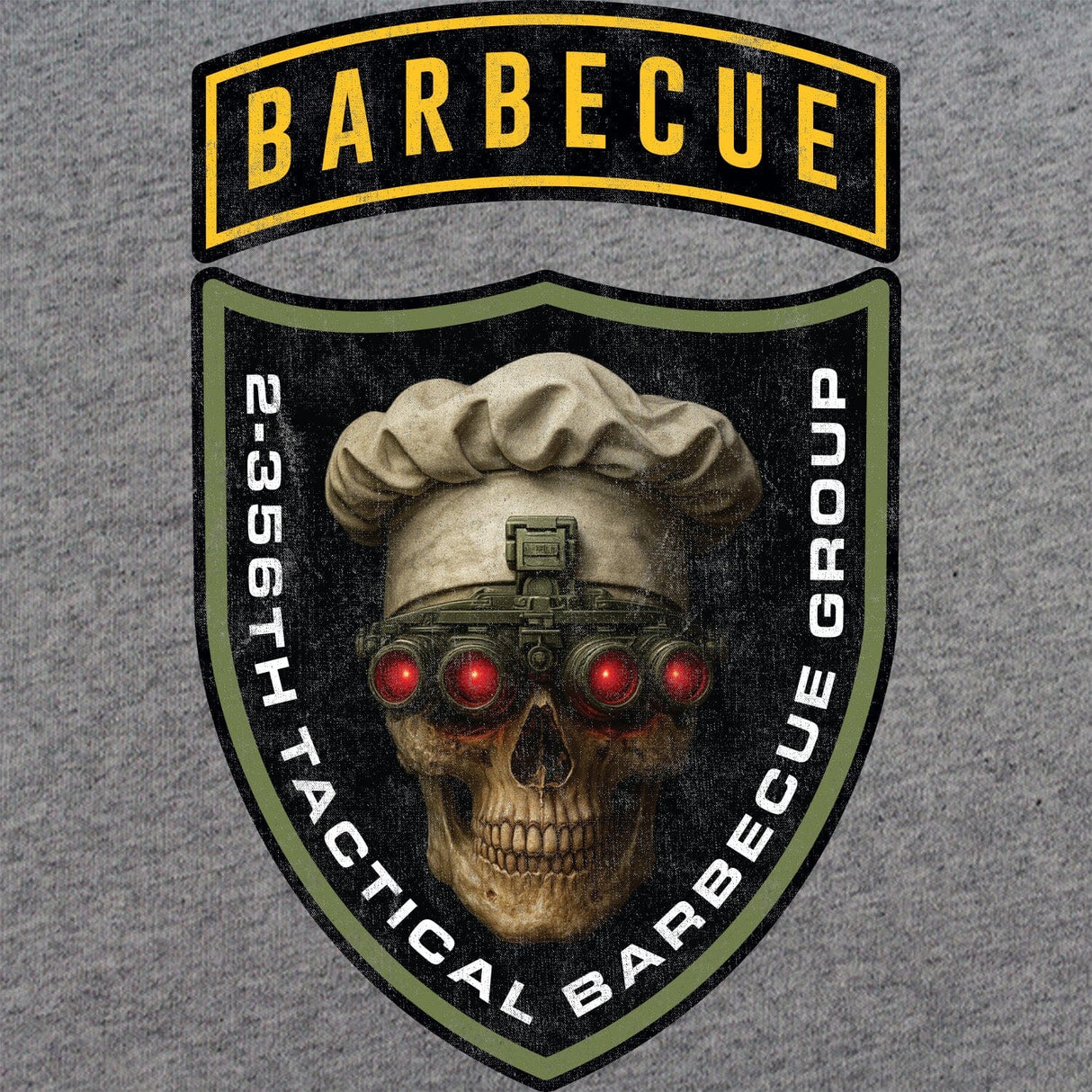 2-356th Tactical Barbecue Group T-Shirt - Green & Yellow Shirts