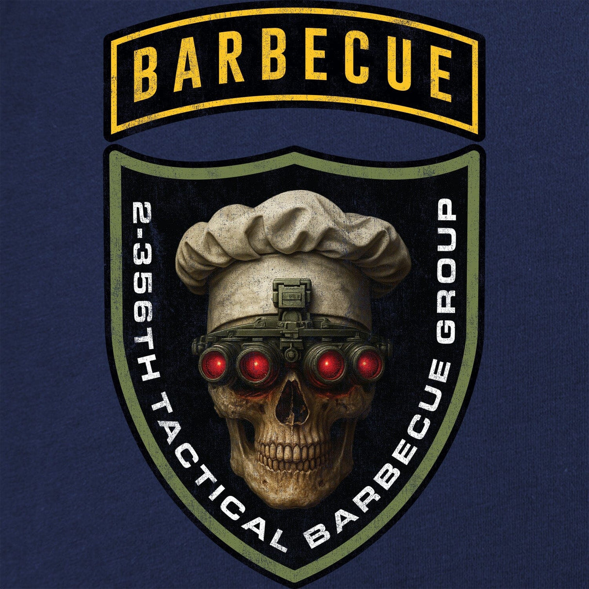 2-356th Tactical Barbecue Group T-Shirt - Green & Yellow Shirts