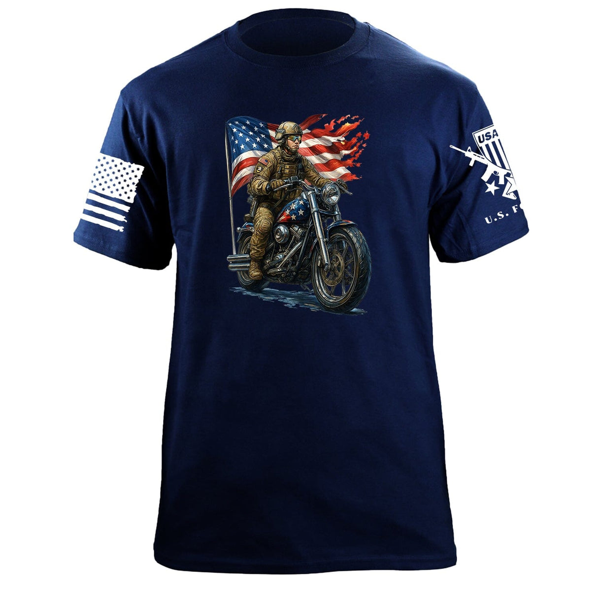 Infantry Motorcycle T-Shirt Shirts 87387-S-NAVY