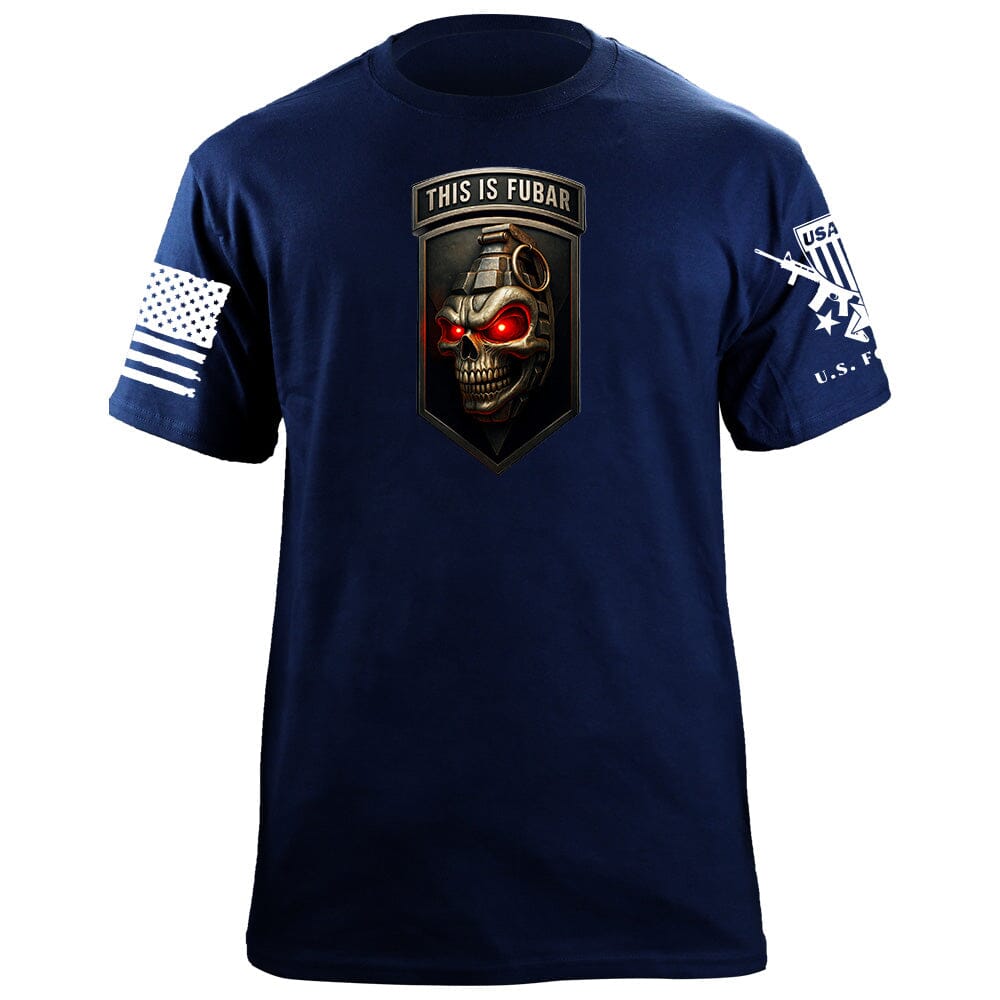 This is FUBAR Skull Grenade T-Shirt Shirts 86297-S-NAVY