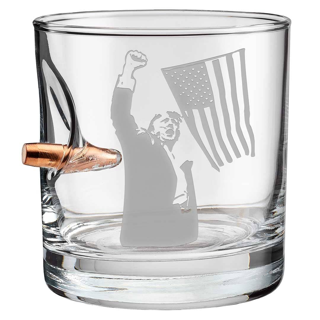 Trump Whiskey Glass Handmade Glass 308-Rocks-Trump-Silhouette