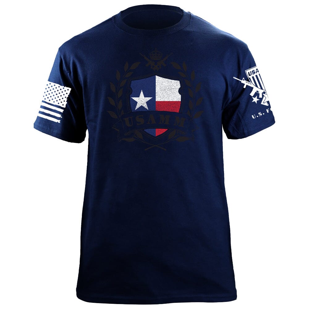 USAMM Shield Texas Flag T-Shirt Shirts 87075-S-NAVY
