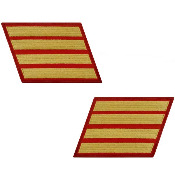 Marine Corps Gold-on-Red Service Stripes - Male Size - Sold in Pairs (Opposites) Patches and Service Stripes 69903