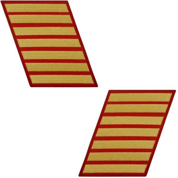 Marine Corps Gold-on-Red Service Stripes - Male Size - Sold in Pairs (Opposites) Patches and Service Stripes 69906