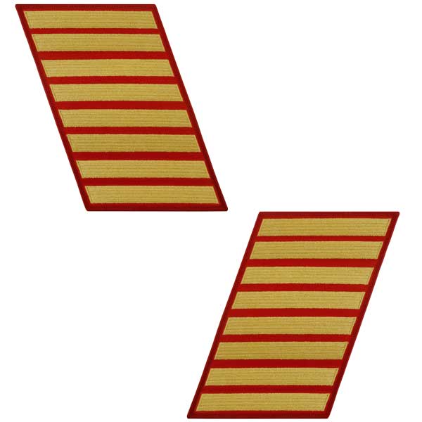 Marine Corps Gold-on-Red Service Stripes - Male Size - Sold in Pairs (Opposites) Patches and Service Stripes 69907
