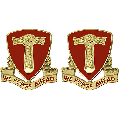18th Support Battalion Unit Crest (We Forge Ahead) Army Unit Crests