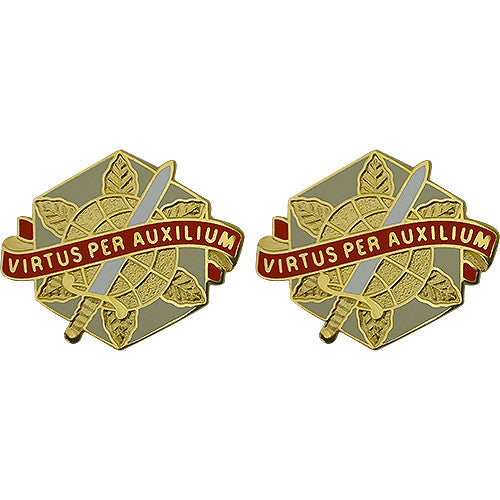 24th Support Group Unit Crest (Virtus Per Auxilium) Army Unit Crests