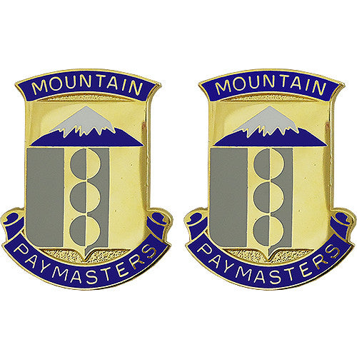 33rd Finance Battalion Unit Crest (Mountain Paymasters) Army Unit Crests