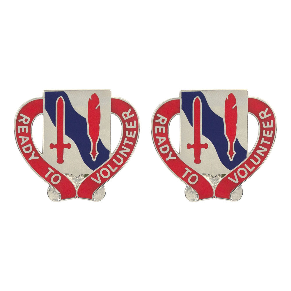 105th Personnel Services Battalion Unit Crest (Ready to Volunteer) Army Unit Crests