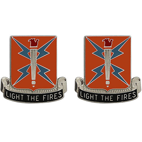 129th Signal Battalion Unit Crest (Light the Fires) Army Unit Crests