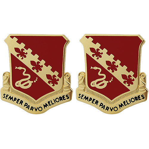 130th Field Artillery Regiment Unit Crest (Semper Parvo Meliores) Army Unit Crests