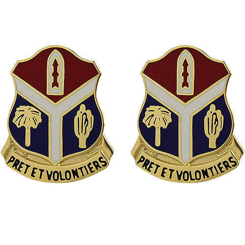 147th Field Artillery Regiment Unit Crest (Pret Et Volontiers) Army Unit Crests