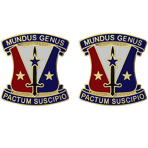 412th Support Brigade Unit Crest (Mundus Genus Pactum Suscipio) Army Unit Crests