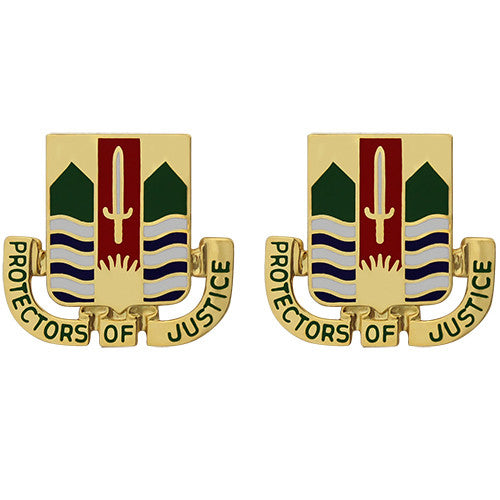 437th Military Police Battalion Unit Crest (Protectors of Justice) Army Unit Crests