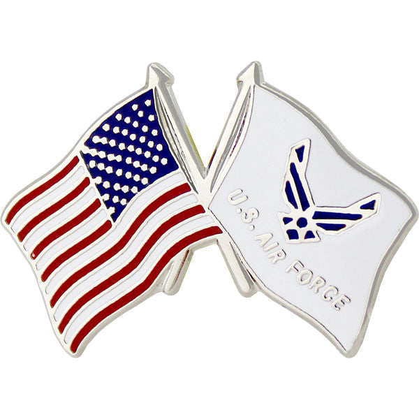 American and Air Force Hap Arnold Wings Crossed Flags 1" Lapel Pin Pins