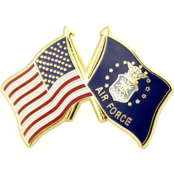 American and Air Force Crossed Flags 1" Lapel Pin Pins